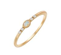 Wycian 18K Yellow Gold Ring Engagement Gemstone with Opal Thin for Women, Birthday Rings for Women, V 1/2