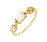 Wycian 18K Yellow Gold Rings for Women Real Gold Stackable with Moissanite Three Stone, Woman Wedding Ring Band for Her, M 1/2