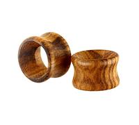 Wycian 2PCS 0 Gauge Earrings Plastic, Gauge Earrings Set Wooden Hoop Body Piercing Tunnels 8x8MM 0G