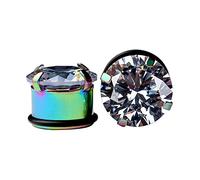Wycian 2PCS Gauge Earrings for Men, Surgical Steel Gauges for Ears with Cubic Zirconia Body Piercing Tunnels 5x5MM 4G