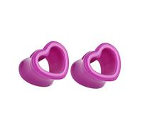 Wycian 2PCS Tunnel Plugs 4g, Ear Plug Jewelry Dangle Purple Heart Shape Body Piercing Tunnels 5x5MM