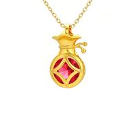 Wycian 9K/14K/18K Yellow Gold Womens Necklaces Long with Created Emerald Lucky Bag, Necklace for Women Non Tarnish, 40+5 cm/17.71+1.96 in