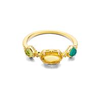 Wycian 9K Womens Wedding Bands Yellow Gold with Citrine Three Stone, Anniversary Rings for Her, S 1/2