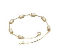 Wycian 9K Yellow Gold Pendant Necklace Chain Rectangular White Shell for Women, Delicate Gold Necklace for Her, 21 cm/8.26 in