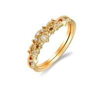 Wycian 9K Yellow Gold Ring Engagement Gemstone with Opal Stackable Band for Women, Valentine Rings for Women, R 1/2