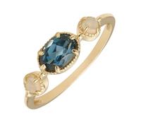Wycian 9K Yellow Gold Ring Engagement Gemstone with Topaz Three Stone for Women, Beautiful Rings for Wedding, S 1/2