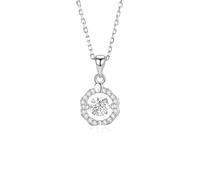 Wycian Adjustable Necklaces for Women Gold with White Created Diamond, and Moissanite, Womens Chain Necklace Wavy Edge Halo 14K White Gold, 40+5 cm/15.7+1.9 inch
