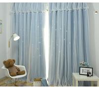 Wycian Background Curtain Baby Blue Curtains Blue 2 Pack Polyester Double Sheers Solid Color 38" W x 54" H (96X138CM)