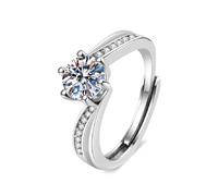 Wycian Band Rings for Women Engagement Ring White Gold 14K Lab Diamond Twisted 6 Prong Round 1Ct Cubic Zirconia Size L 1/2 Popular for Sister Christmas Jewelry