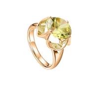 Wycian Band Rings with Stones Peridot Ring Olive Green 18K Gold Solitary Round with Cubic Zirconia Size J 1/2 Simple for Ladies Cocktail Jewelry