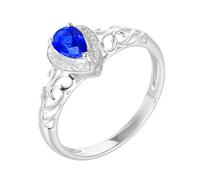 Wycian Band Rings Woman Lab Created Sapphire Ring 18K White Gold Hollow Out with 0.67CT Sapphire and Diamond Size L 1/2 Solid Not Plated Fashion for Wife Thanksgiving