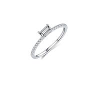 Wycian Beautiful Cubic Zirconia Wedding Ring for Women, Finger Rings Silver for Her Rectangle Size J 1/2