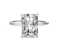 Wycian Beautiful Cubic Zirconia Wedding Ring for Women, Sterling Silver Rings for Her Round with White Rectangle Shape Moissanite Size N 1/2