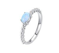 Wycian Beautiful Ring for Women with Opal, Opal Dainty Promise Rings for Her Sterling Silver Size P 1/2