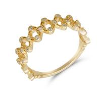 Wycian Beautiful Rings for Wedding, Moissanite 18K Yellow Gold 50th Wedding Anniversary Rings for Women in I 1/2 Scalloped Filigree Eternity Band
