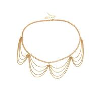 Wycian Belly Chains for Women, Gold Belly Chain Vintage Wave Tassel 74.8CM Alloy Adjustable Multi Layer Body Waist Chain for Women Girls