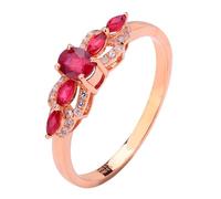 Wycian bff Rings Lab Created Ruby Ring 18K Rose Gold 4 Claws with 0.58CT Ruby and Diamond Size Q 1/2 Solid Not Plated Fashion for Wife Wedding Jewelry