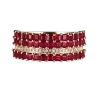 Wycian Bling Ring Lab Grown Ruby Ring 18K Yellow Gold Drill Row with 2.40CT Red Ruby and Diamond Size U 1/2 Solid Not Plated Fashion for Aunt New Year Jewelry