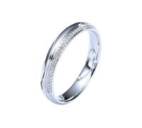 Wycian Bling Ring White Gold Ring 14K Silver with 0.06CT Diamond Size S 1/2 Solid Not Plated Modern for Sister Wedding Jewelry