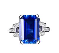 Wycian Bling Rings 14K White Gold Ring Guard Created Sapphire Rectangle Size L 1/2 Solid Not Plated Upgrade 3.0 for Wife Christmas Jewelry