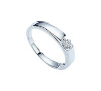 Wycian Bling Rings Promise Ring Diamond 18K White Gold Silver with 0.07CT Diamond Size V 1/2 Solid Not Plated Simple for Wife New Year Jewelry