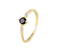 Wycian Bling Rings Yellow Gold Band Rings for Women 9K Au375 Onyx Black Round Onyx Size H 1/2 Upgrade 3.0 for Sister Cocktail Jewelry