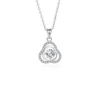 Wycian Bridal Necklace for Wedding with White Created Diamond, and Moissanite, Diamond Necklaces for Women Clover shaped 18K White Gold, 40+5 cm/15.7+1.9 inch