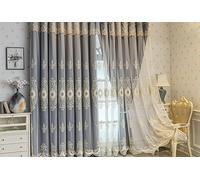 Wycian Chic Curtains for Living Room Navy Blue Living Room Curtains Polyester Double Sheers Embroidery Solid Color 38" W x 54" H (96X138CM)