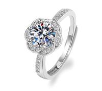 Wycian Cluster Rings for Women Personalized Ring 18K Lab Diamond Flower with Cubic Zirconia Size M 1/2 Popular for Ladies Christmas Jewelry