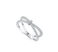 Wycian Cocktail Rings Sterling Silver Ring for Women S925 1.8mm Cubic-Zirconia Cross Lines Size L 1/2 Gifts for Ladies Mother Premium