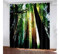 Wycian Curtain 96 Curtains for Bedroom 2 Panels Set Green Trees and Sunshine Landscape Polyester 42" W X 96" H (107X244Cm) for Each Pc