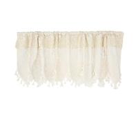 Wycian Curtains for Living Room Jacquard Beige Curtain Modern 1Pcs Short Crochet Flower Pattern with Tassels Cotton Linen 22" W X 24" H (56X62Cm) for Each Pc