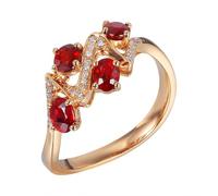 Wycian Custom Engraved Ring Lab Made Ruby Ring 18K Rose Gold Oval Shape with 1.08CT Red Ruby and Diamond Size Q 1/2 Solid Not Plated Fashion for Sister Thanksgiving