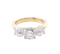 Wycian Custom Name Ring for Women 14K Engagement Rings for Women Yellow Moissanite with 3Pcs 4 Claws Round Moissanite Size M 1/2 Popular for Sister Graduation Jewelry