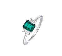 Wycian Custom Ring Promise Ring Green 9K White Gold Simple 4 Prong Rectangular Lab Emerald 0.7CT with Moissanite Size V 1/2 Solid Not Plated Popular for Wife Graduation