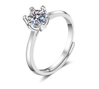 Wycian Custom Rings for Women White Gold Ring Band 18K Lab Diamond Solitaire with Cubic Zirconia Size K 1/2 Modern for Wife Mothers Day Jewelry