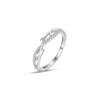Wycian Customize Ring Sterling Silver Ring for Women S925 4.7mm Cubic-Zirconia Branch Cross Design Size P 1/2 Gifts for Ladies Mother Elegant