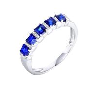 Wycian Customized Ring Lab Created Sapphire Ring 18K White Gold Square with 1.05CT Sapphire and Diamond Size S 1/2 Solid Not Plated Popular for Wife New Year