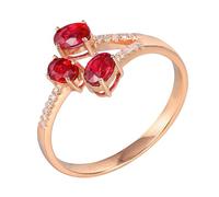 Wycian Engagement Ring Lab Grown Ruby Ring 18K Rose Gold 4 Prong Oval Shaped with 0.85CT Ruby and Diamond Size W 1/2 Solid Not Plated Upgrade 3.0 for Aunt Engagement