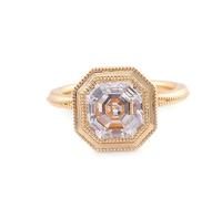 Wycian Engagement Ring Vintage 14K Gold Rings for Women Yellow Moissanite with Square Shape Asscher Cut Moissanite Size L 1/2 Modern for Wife Mothers Day Jewelry