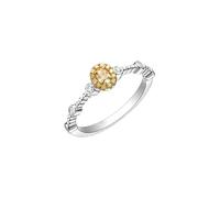Wycian Engagement Rings Expensive Diamond Ring All Around Band 18K White Gold with 0.15CT Oval Yellow Diamond Size J 1/2 Solid Not Plated Popular for Wife Birthday