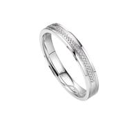 Wycian Engagement Rings Jewelry Diamond Wedding Ring 18K White Gold Silver with 0.1CT Diamond Size S 1/2 Solid Not Plated Premium for Ladies Birthday Jewelry