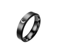 Wycian Engagement Rings Jewelry, Stainless Steel Ring Black Size L 1/2 Band Ring 6mm with Moon Sun Personalized Gifts for Mother Engagement Jewelry