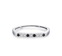 Wycian Engagement Rings Ring Sterling Silver S925 1.8mm Cubic-Zirconia Black and White Row of Zircons Size L 1/2 Gifts for Ladies Mother Premium