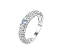 Wycian Engagement Rings The Silver Ring 14K White Gold Lab Diamond Micro Pave Cubic Zirconia Size S 1/2 Modern for Wife Birthday Jewelry