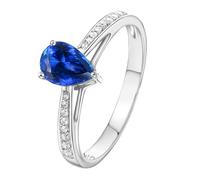 Wycian Engagement Rings with Band Lab Created Sapphire Ring 18K Gold Silver Teardrop Size I 1/2 Solid Not Plated Upgrade 3.0 for Sister Engagement Jewelry