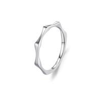 Wycian Engravable Silver Anniversary Ring Women Sterling Silver Engagement Rings S925 1.6mm Simple Bamboo Plain Ring Size P 1/2 Gifts for Mother Fashion