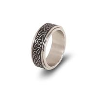 Wycian Engraved Ring, Silver Ring Aesthetic Stainless Steel Size N 1/2 7.8mm Spinner with Celtic Knots Custom Gifts for Wife Valentines Day Jewelry