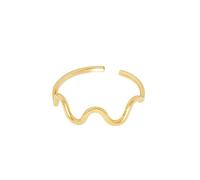 Wycian Engraved Rings for Women Gold Solitaire Ring 9K Au375 Size Q 1/2 White Rectangle 3X5mm Moissanite Stackable for Lesbian Fashion