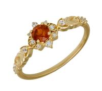 Wycian Female Rings Size 7 for Women, 18K Yellow Gold Anniversary Ring for Her with Garnet and Moissanite